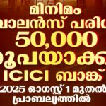 ICICI Bank Minimum Balance Hike August 2025