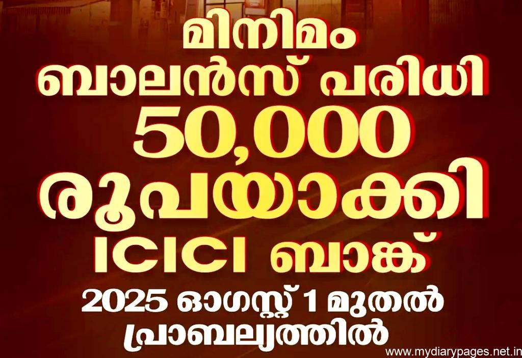 ICICI Bank Minimum Balance Hike August 2025